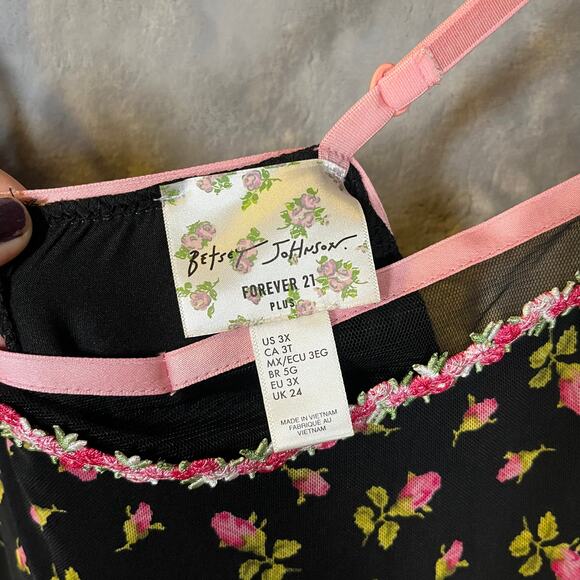 Betsey Johnson X Forever21 Y2K Floral Slip Dress 3X Feminine Lace Party Cocktail - Picture 10 of 14